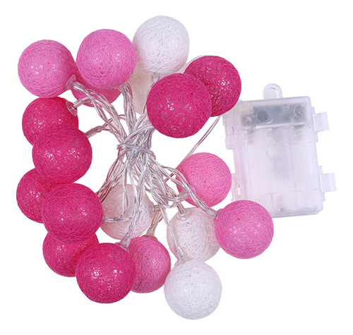 Bola De Algodón Rosa Con 20 Guirnaldas De Luces Led Para Fie