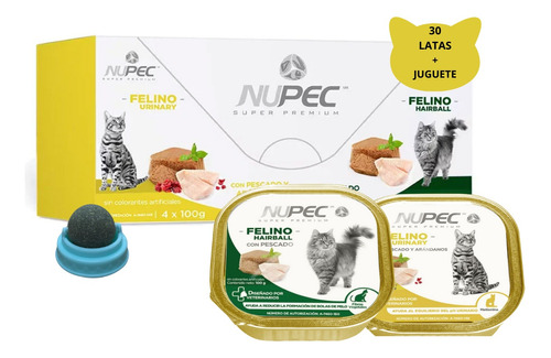 Pack Nupec Gato 30 Latas 15 Urinary & 15 Hairball + Regalo