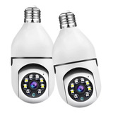 Kit 2 Camera Ip Inteligente Lampada Panoramica Yoosee Wifi