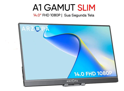 Monitor Arzopa Gamut Slim A1 Gamut Slim Led 14  Preto