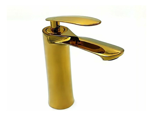 Llave Monomando Para Lavabo Moderno Oro Dorado Brillante 