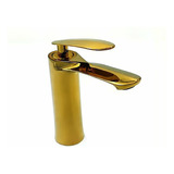 Llave Monomando Para Lavabo Moderno Oro Dorado Brillante 