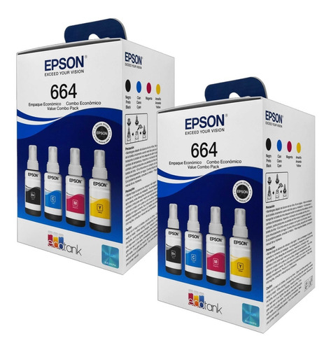 Kit 8 Tintas Epson T664 Ecotank Tinta Continua L120 L310 L38