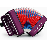 Acordeon Musical Infantil 7 Botones Y 2 Bajos Morado 