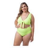 Biquini Plus Size Texturizado Top Com Laço C Bojo Rem 2343