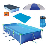 Piscina Mor 6200l + Bomba 110v + Capa + Forro + Guarda Sol