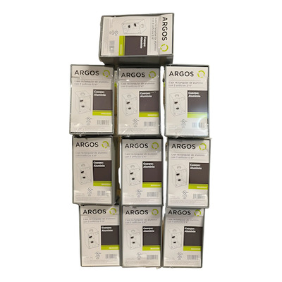 10pz Condulet Rectangular 3 Orificios 3/4 Argos 9840030 Gris