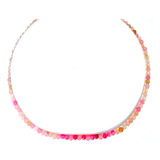 Set: Collar Pulsera Y Aretes Agata Rosa Mix Y Gris 4 Mm