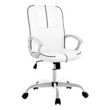 Silla De Trabajo Ergonómica De Piel Sintética Blanca Ejec.