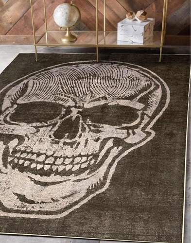 Alfombra Calavera Vintage Gris 140x200cm Kreatex