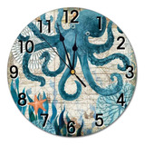 Abucaky Reloj De Pared Con Mapa Náutico De Pulpo Azul, Funci