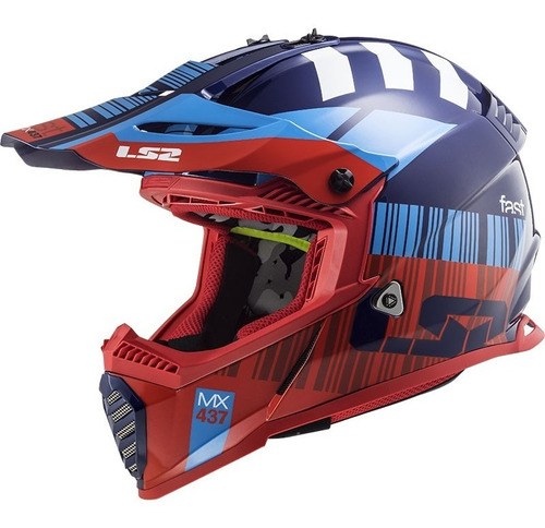 Casco Cross Ls2 Mx437 Fast Evo Xcode Rojo/azul