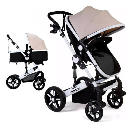 Cochecito De Paseo Cartan Stl500 Beige Con Chasis Color Blanco