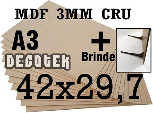 Kit 50 Placas A3 Mdf 3mm 42x29,7 Mdf Cru Artesanato A3