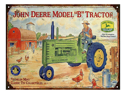 Cartel Chapa Publicidad Antigua Tractor John Deere Y270