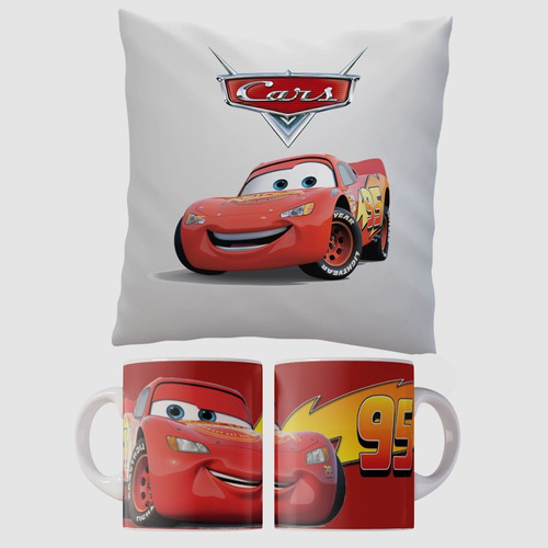  Almohada 40x40 Y Taza Cars Autos Rayo Mcqueen