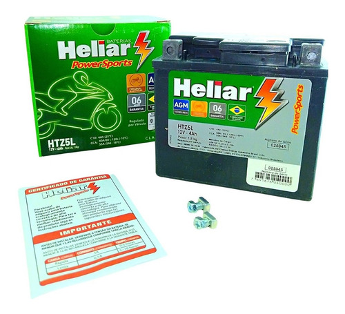 Bateria Moto Heliar Htz5 4 Ampéres Bros Start Fan Titan 160