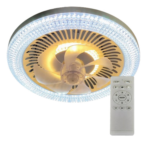 Lampara Led Techo Con Ventilador 49cm 7 Aspas 3 Tonos De Luz