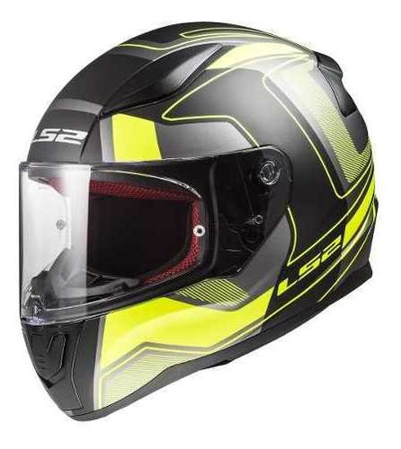 Casco Moto Integral Ls2 353 Rapid Carrera Negro Amarillo Md!