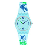 Reloj Swatch #greentouche Ln157 Color De La Correa Azul Color Del Bisel Transparente Color Del Fondo Transparente