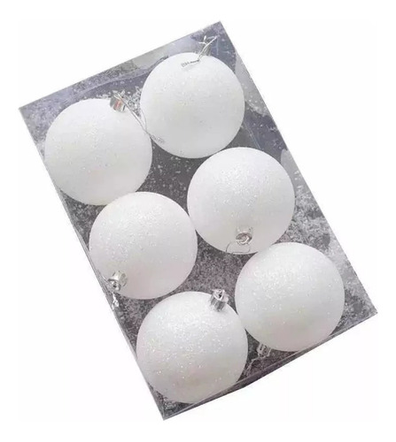 Esferas Navideñas Bambalinas Blancas Adorno 6cm 12 Piezas