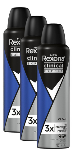 Kit 3 Desodorante Rexona Clinical Men Mais Proteção Clean