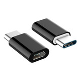 Adaptador Conversor Tipo C Macho X Micro Usb Type V8 Femea Cor Preto