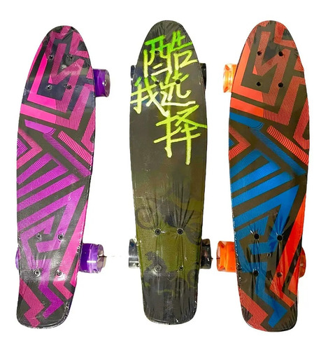 Patineta Tipo Penny Diseños Cool Luz/ruedas Y Transportadora