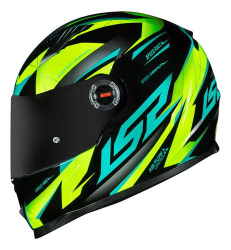 Capacete Para Moto Ls2 Ff358 Draze Preto Verde