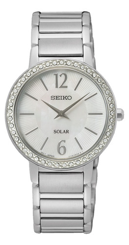 Reloj Solar  Seiko Sup467p1 Mujer Fondo Nácar Con Cristales