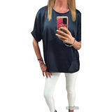 Blusa Saten Con Lentejuelas