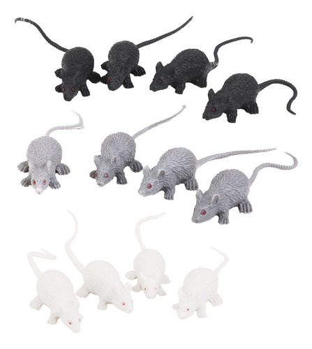 ' 12pcs Juguetes Modelos De Animales Artificiales Ratón Plás