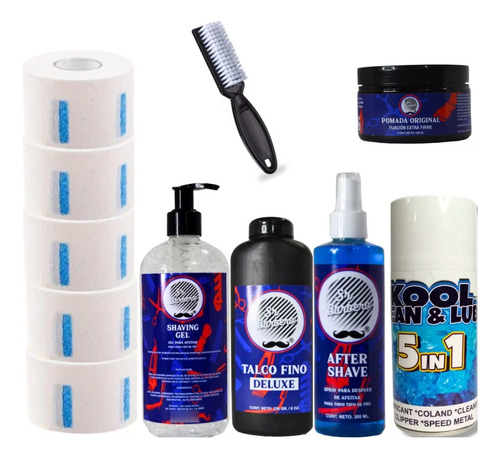 Kit De Insumos Para Barberia Sr Barbero + Bledo Dispensador