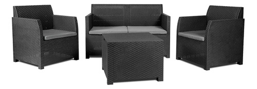 Juego De Sillones Toomax Set P/jardin/balcon Ratan Negro