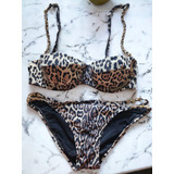 Hermoso Top 2 Piezas Juicy Coutture Leopardo Cadenas Bikini 