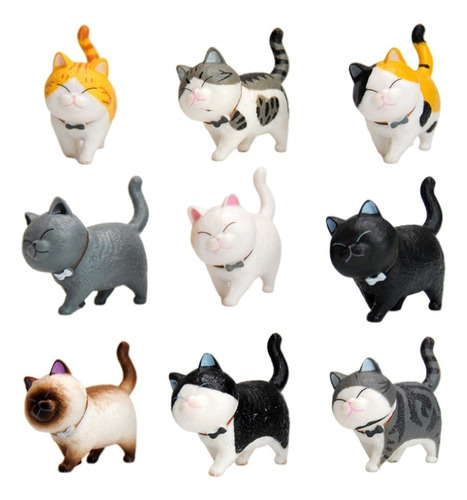 9 Piezas De Figuras De Gatos De Pvc Mesa De Oficina Gatito
