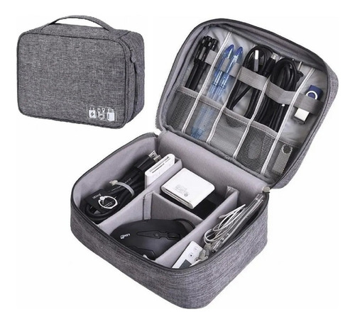 Estuche Organizador Cables Bolso Viaje Gris