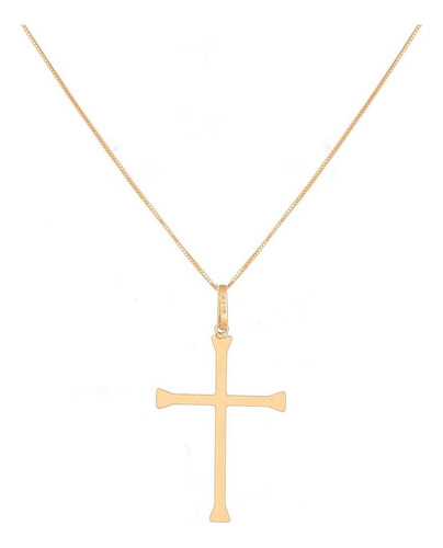 Cordão De Ouro 18k Corrente 60cm Veneziana Masc E Crucifixo