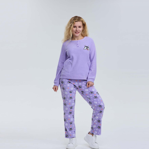 Pijama Mujer Polar Estampado Lila Fashion's Park