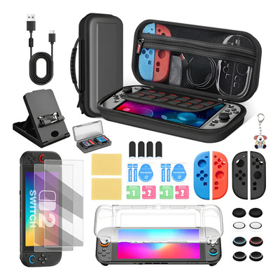 Lyndnice® Kit De Accesorios Funda Y Estuche Para Nintendo Switch 2 34pz,El Paquete De Accesorios Incluye 2 Películas De Vidrio Templado, 4 Cubiertas De Silicona Para Joy-Con Y 1 Funda Protectora. | MercadoLibre