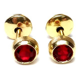 Aros Bebé Circón Rojo 4mm Enchapado Oro 18 K