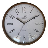 Reloj Pared Madera Siklos 30cm Vidrio Concavo Silencioso