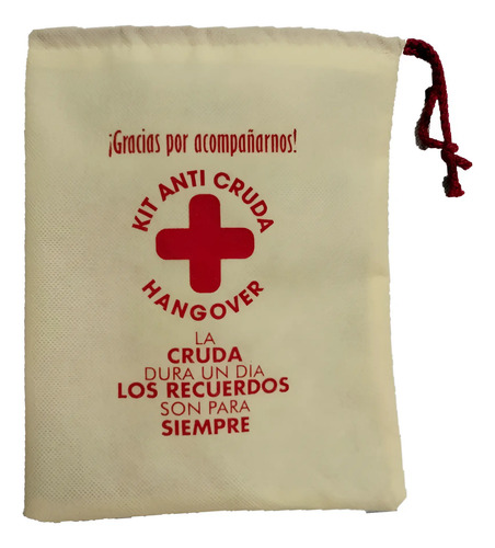 50 Morralitos Hangover Kit Anticruda Negro Beige Rojo Blanco
