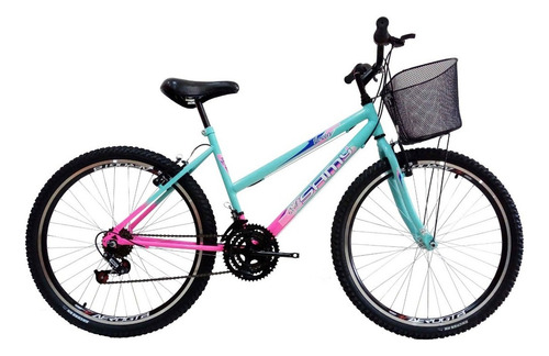 Bicicleta Antiga Aro 26 Flowers 18 Marchas Com Cesta