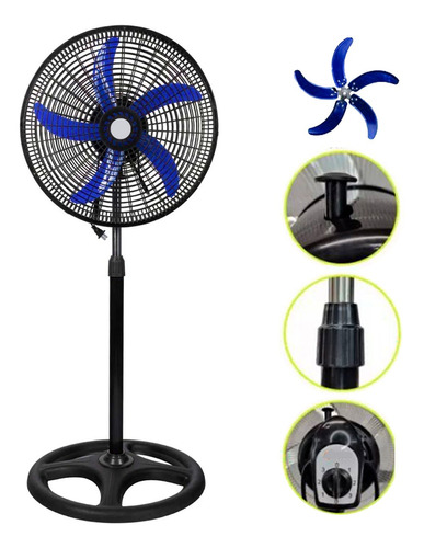 Ventilador De Pedestal De 18 Pulgadas Metalico Aspas Colores