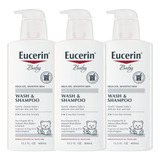 3 Pack Eucerin Baby Wash & Shampoo Jabon Liquido C/u