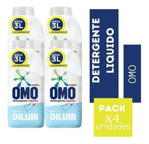 Detergente Liquido Para Diluir Omo 500ml Rinde 3lts Pack X4