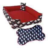 Caminha Para Cachorros Cama Pet G Retangular 70x80cm+ Tapete Cor Vermelha