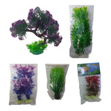 Pack X 8 Plantas Artificiales Adorno Acuario Pecera