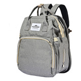 Mochila Maternal Bolso South Port Bebe Termica Color Gris